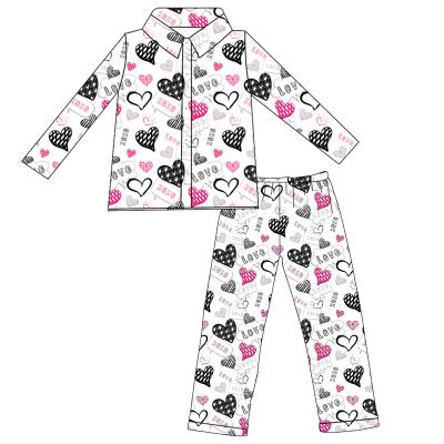 China 2022 casual high quality set mom and daughter pajamas mommy and me valentines day heart sleepwear 2 piece pajamas for sale