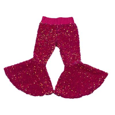 China High Waist Breathable Kids Sequin Rocket Pants Toddler Girls Baby Clothing High Quality Bell Bottom Pants for sale