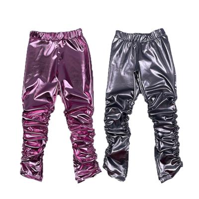 China New breathable buckshot style pile pants toddler clothes little girls leather jogger pants for sale