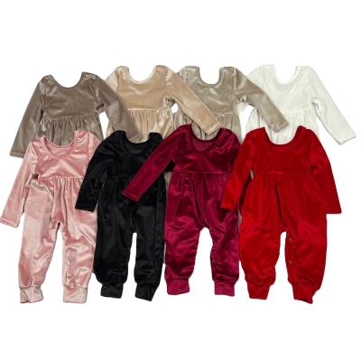 China Wholesale Breathable Baby Clothes Girls Rompers Bell Long Sleeve Velvet Jumpsuit For Winter for sale