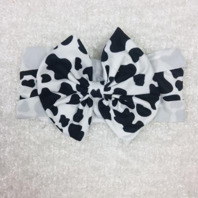 China Milk Baby Silk Bulk Wholesale Milk Headband Accessories Kids Cow Print Bow Silk Headband For Children 2019 for sale