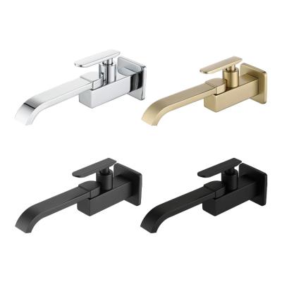 China Other Brass Brushed Gold 180 Swivel Cold Water Square Tube Faucet Wall Mounted Single Extension Folding Single Hole Concealed Faucet for sale