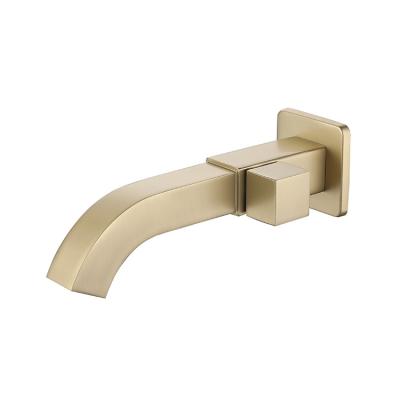 China Wall Mounted Single Cold Brass Square Water Faucet Metered Faucets Tube Brushed Gold Cold Water Brass Single Concealed Basin Faucet for sale