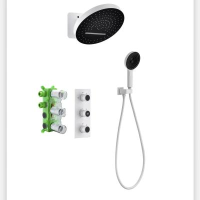 China With Sliding Bar HUARUILI Concealed Wall Mounted Hand Shower Including Bath Faucet Bathroom Showers Black White Set for sale