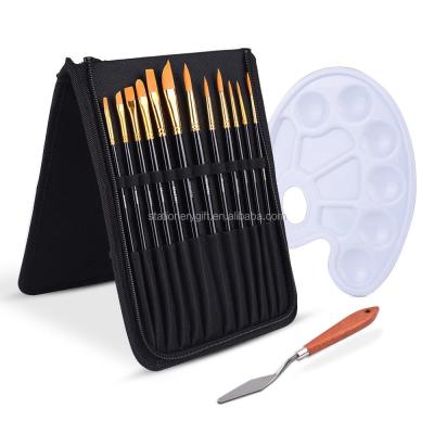 China 12pcs Nylon Paint Brush Talens Artist Painting Synthetic Fiber Medium Brush for sale