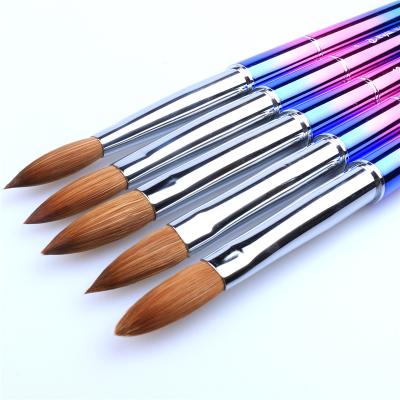 China 100% Nail Hair Nail Brush Crystal Pen Metal Handle Acrylic Liquid Powder Nail Art Brush kolinsky for sale