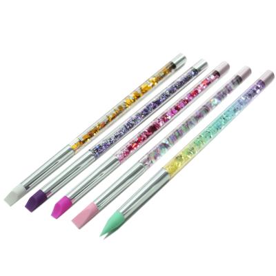 China EVAL Glitter Design 5PCS Colorful Liquid Nail Silicone Nail Brush Art Silicone Nail Brushes for sale