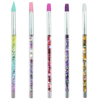 China NAIL EVAL New Design 5Pcs Nail Art Gel Nail Art Carving Drawing Brushes Silicone Pens Acrylic Handle for sale