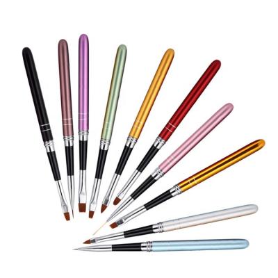 China 10pcs NAIL Brush Nylon Material And Acrylic Handle Material Hair Nail Art Brush for sale