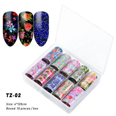 China Nail Hot Selling 10 DIY Nail Art Rolls 3d Nail Stickers Set 3d Gel Nail Sticker 2021/box for sale