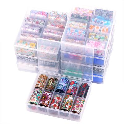 China Nail Art DIY 10 Rolls/Box Nail Art Stickers Set 3d Adhesive Wraps Designs Acrylic Decals For Nail Tops for sale