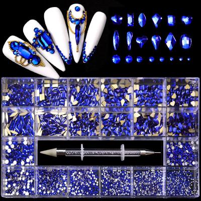 China 3d nail flat glass shaped blingbling jewelry diamond nail art nail art diy decoration new arrival acrylic nail supplies for sale