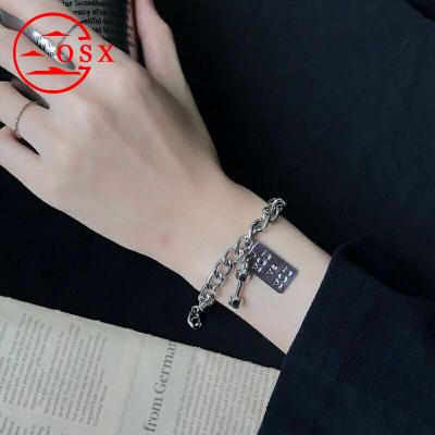 China OSX CLASSIC Men's Jewelry Titanium Steel Women's Jewelry Fashion Sports Fashion Sports Small Dumbbell Letter Accessories Couples Bracelet for sale