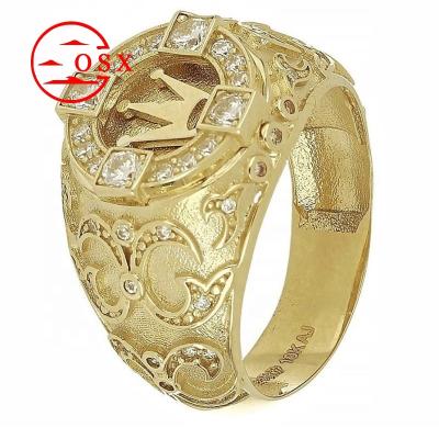 China CLASSIC Wish Hot Sale 18k Yellow Gold Plated Crown Ring, Cut Out Full Diamond Men's Ring Christmas Gift for sale