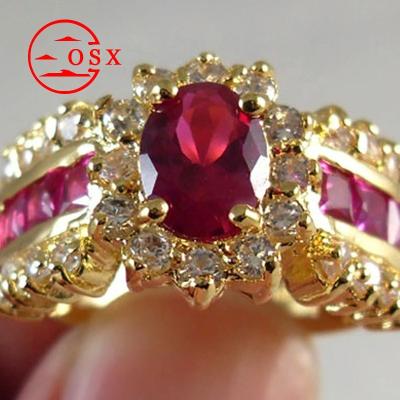 China Wholesale Hiphop Wish Ebay Hot Sale Inlaid Blue and Red Gemstone Zircon Ring, European and American Fashion Men's and Women's Rings for sale