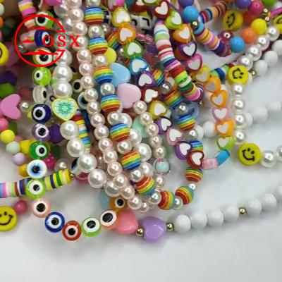 China Vintage OSX Factory Mobile Phone Charm Strap Polymer Clay Beaded Phone Chain Love Telephone Jewelry For Women Anti-lost Lanyard for sale