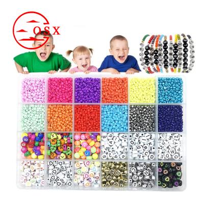 China Jewelry Making DIY Craft Accessories Amazon Hot Sale 24 Grid Set Diy Spaced Millet Beads Glass Letter Bead Clay Earrings Polymer Handmade Beaded Kids for sale