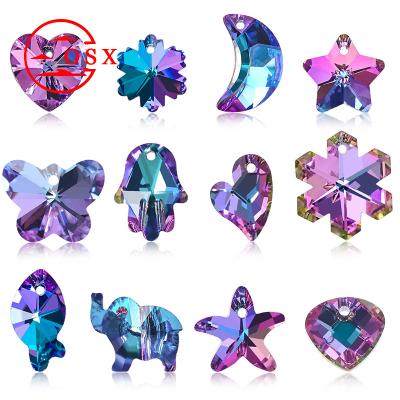 China Colorful Jewelry Beads Wholesale Purple Crystals a Set of 20 Heart-shaped Moon and Stars Amulet Pendants Diy for Making Jewelry for sale