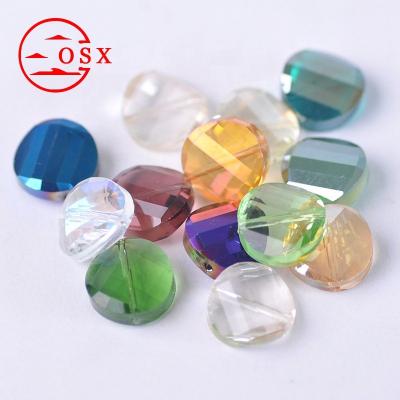 China Colorful Jewelry Beads Hot sale12mm 14mm 18mm Loose Twisted Coin Shape Faceted Crystal Glass Crafts beading arts For Jewelry Making DIY for sale