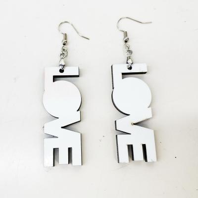 China CLASSIC the shape of the blank type CZ love jewelry custom wood sublimation stud earrings earring blank for sale