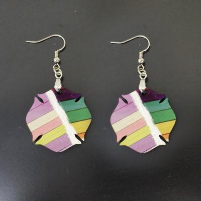 China CLASSIC Dye Sublimation MDF Double Side Earrings Flowers Shape for sale