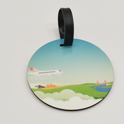 China Dye sublimation heat press blank sublimation round bag tag MDF double side printing custom design for luggage tag for sale