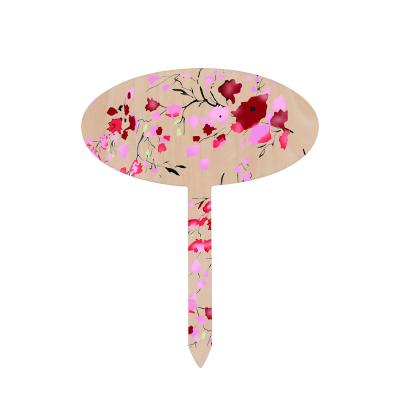 China Minimalist Double Side Printing Oval Sublimation Plywood Garden Stake For Identification for sale