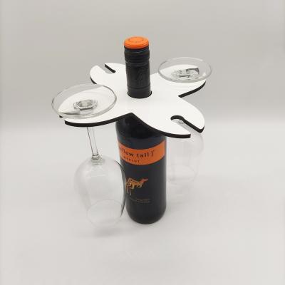 China Wooden Wine Crossed Empty Glass Rack Custom Stand Dye Sublimation DYE Sublimation Heat Press Wooden Dish for sale