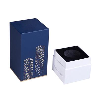 China Luxury Printing Gift Candles Cardboard Handmade Custom Logo Black Pillar Candle Box Pillar Luxury Printing Votive Paper Box Set Candle Gift Packaging Box for sale