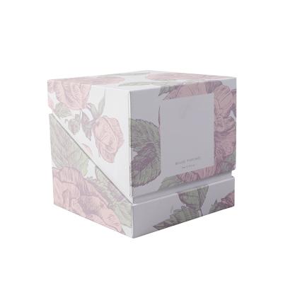 China Handmade Luxury High End Custom Logo Square Recycled Floral Pattern Candle Set Eco - Friendly Gift Box for sale