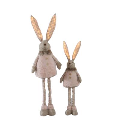 China Modern Economical Custom Design LED Lighting Febric Plush Rabbit Stuffed Bunny Easter Decoration for sale