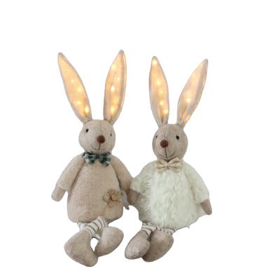 China Modern High Quality Durable Using Various Febric Plush Rabbit Stuffed Easter Bunny Decoration LED Lighting for sale