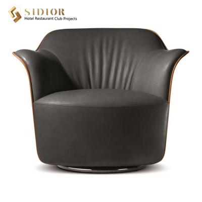 China 90cm Length Modern Leisure Chair Stainless Steel Base Pu Leather Armchair for sale