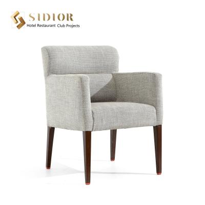 China Droge Stevige Houten Stof Gray Upholstered Dining Chairs H860mm voor Hotel Te koop