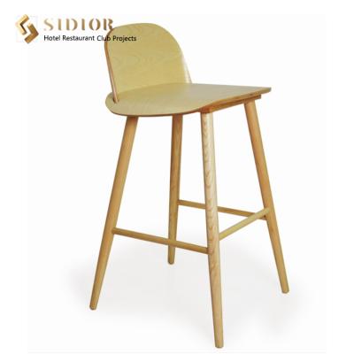 China 73cm High Foot Stools Contemporary Low Back Solid Wood Bar Chair for sale