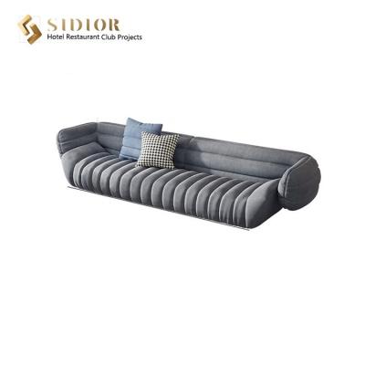 China Höhen-feste hölzerne Basis Hotel PU-lederne Schnittlagerschwellen-Sofa Greys 66cm zu verkaufen