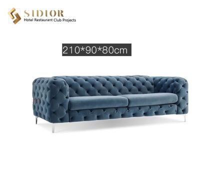 China 3 Länge Sitzer-moderne gepolsterte Sofa Set Fabric Crushed Velvet-Sofas 2.1m zu verkaufen