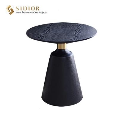 China ODM 60cm Ronde Stevige Houten Beweegbare Koffietafel voor Hotelclub Te koop