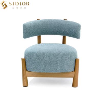 China Solid Wood Legs Leisure Lounge Chairs Low Back Fabric Armchair Blue ODM OEM for sale