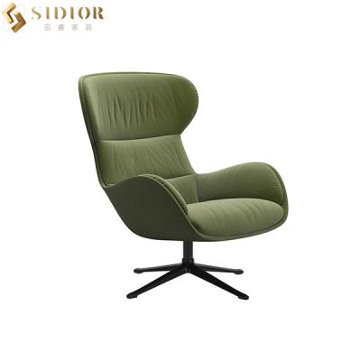 China Customized Armrest PU Leather Leisure Chair 96cm Width With Metal Base for sale