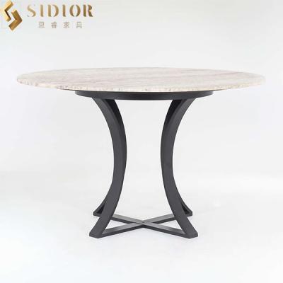 China OEM om Natuurlijke Marmeren Eettafel 120cm Dia For Hotel Cafe Te koop