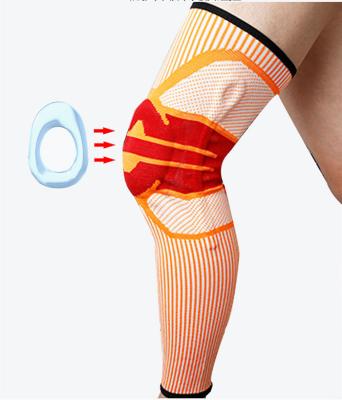 China Sports Users and Daily Life 3D Knitting Style Athletics Knee Compression Long Leg Sleeve with Silicone Pad and Spring Stays for sale