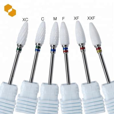 China Nail Art SAIMENG White Ceramic Bullet Shape Manicure Nail Drill Bit for sale