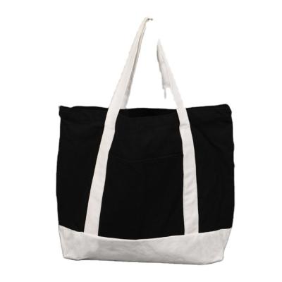 China 100% eco-friendly black canvas bags with pockets, black canvas tote bag, cotton tote bags for sale