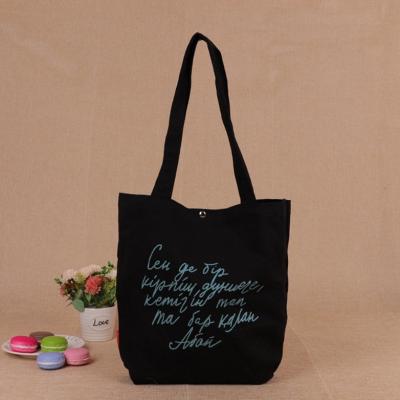 China 100% eco-friendly wholesale custom organic cotton bags, black canvas bags with pockets, black canvas tote bag for sale