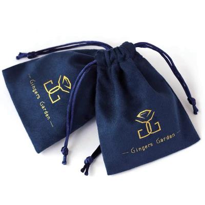 China 100% Suede Cloth Eco-Friendly Microfiber Custom Jewelry Pouch Gift Bag Small Drawstring Jewelry Packaging Pouches With Logo for sale