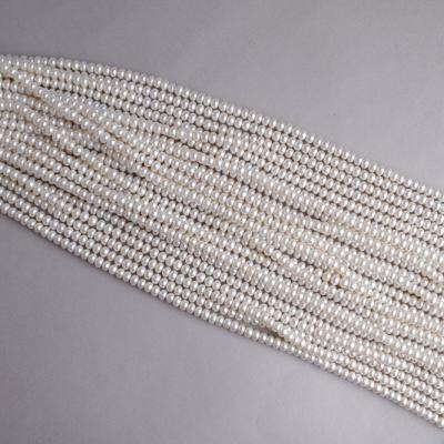 China Freshwater Pearl 6.5-7mm Button Shape Natural Freshwater Pearl Loose Strand White Color, 16