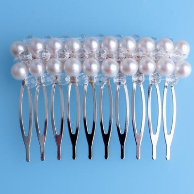 China New Arrival Pearl Shape 100% New Arrival Brass Minimalist Flawless Semi Round Real Freshwater Hair Clips Rhodium Plated For Dresses for sale