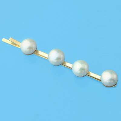 China Trendy Shiny Freshwater Pearl Hair PEARL 925 Sterling Silver Flawless Button Shape 100% Real Hair Grabs Gold Plated For Wedding for sale