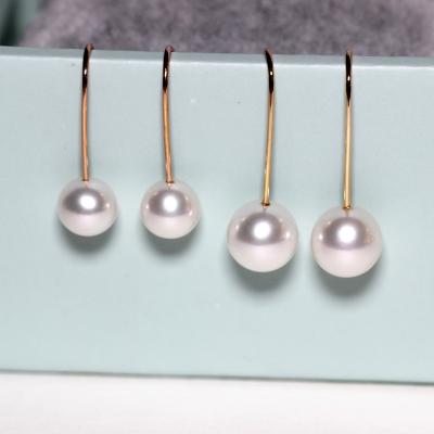 China New TRENDY 8mm 18K Rose Gold Different Sizes Round shape cultured pearl earrings wholesale for valentines for sale